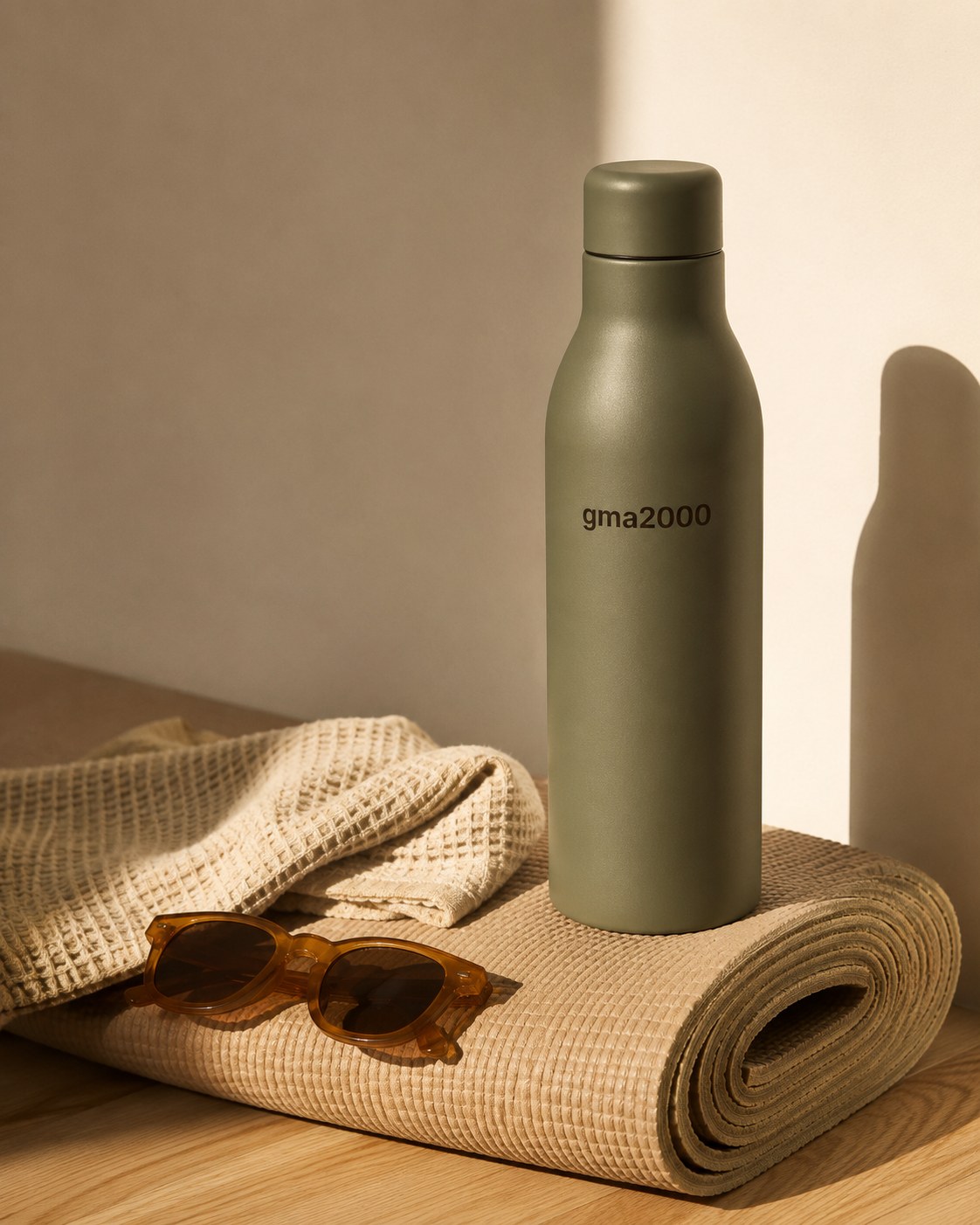 Render of a custom steel thermal bottle