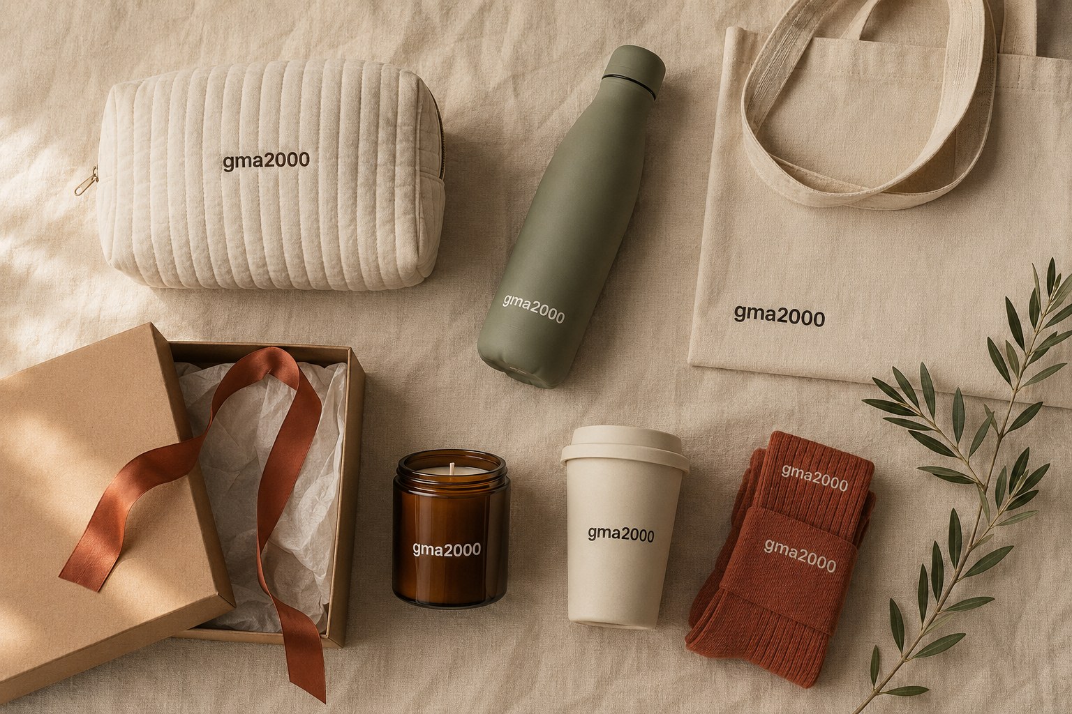Render of a complete custom gift set